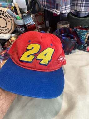 Vintage 90s Jeff Gordon #24 NASCAR Competitors View Red and Blue Snapback Hat